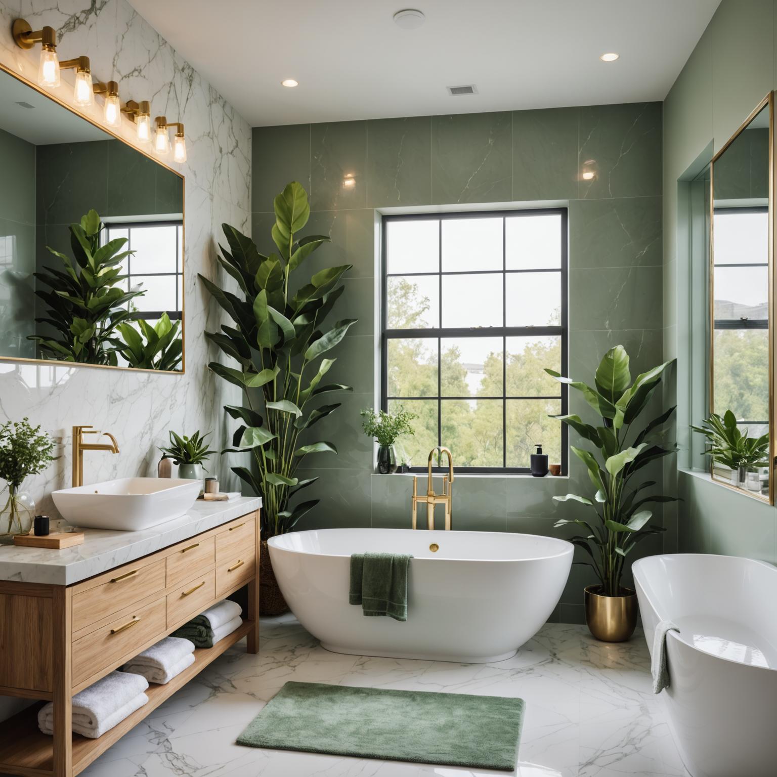 Spa style master bathroom with freestanding tub
